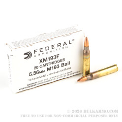 20 Rounds of 5.56x45 Ammo by Federal - 55gr FMJBT
