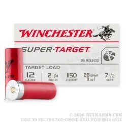 250 Rounds of 12ga Ammo by Winchester Super Target - 1 ounce #7-1/2 shot