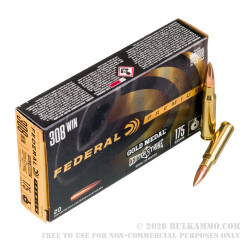 200 Rounds of .308 Win Ammo by Federal Gold Medal CenterStrike - 175gr OTM