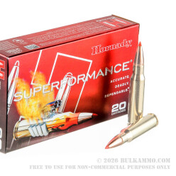 20 Rounds of .308 Win Ammo by Hornady Superformance - 150gr GMX