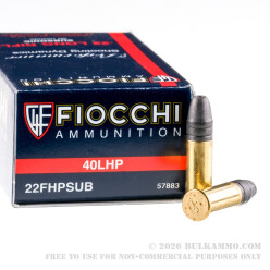 50 Rounds of .22 LR Ammo by Fiocchi - 40gr HP