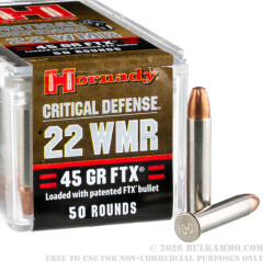 2000 Rounds of .22 WMR Ammo by Hornady Critical Defense - 45 gr FTX