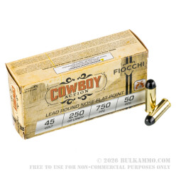 500 Rounds of .45 Long-Colt Ammo by Fiocchi - 250gr LRNFP