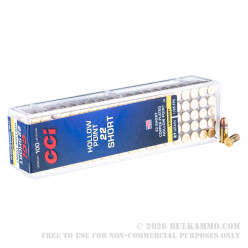 500 Rounds of .22 Short Ammo by CCI - 27 gr CPCHP HV