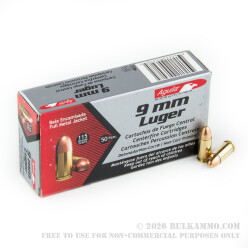 50 Rounds of 9mm Ammo by Aguila - 115gr FMJ