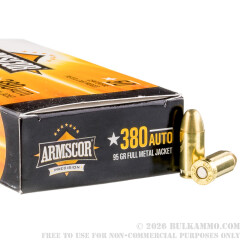 50 Rounds of .380 ACP Ammo by Armscor - 95gr FMJ