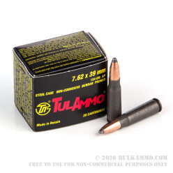 1000 Rounds of 7.62x39mm Ammo by Tula - 154gr SP