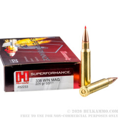 20 Rounds of .338 Win Mag Ammo by Hornady - 225gr SST