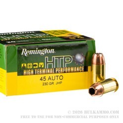 20 Rounds of .45 ACP Ammo by Remington HTP - 230gr JHP