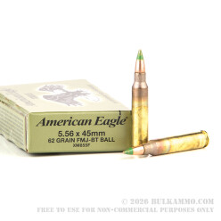 500 Rounds of 5.56x45 Ammo by Federal American Eagle - 62gr FMJBT XM855