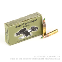 500 Rounds of 5.56x45 Ammo by Federal American Eagle - 62gr FMJBT XM855