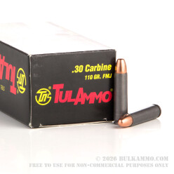 1000 Rounds of .30 Carbine Ammo by Tula - 110gr FMJ