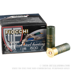 25 Rounds of 12ga Ammo by Fiocchi - 3" 1-1/8 ounce #2 Shot Speed Steel Shot