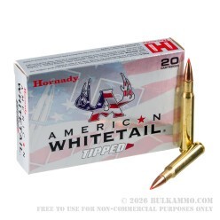 20 Rounds of 30-06 Springfield Ammo by Hornady American Whitetail Tipped - 165gr SST