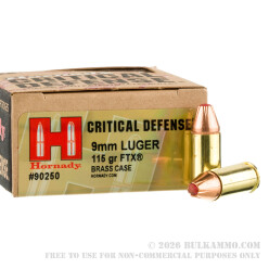 25 Rounds of 9mm Ammo by Hornady - 115gr JHP