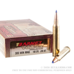 20 Rounds of .300 Win Mag Ammo by Barnes VOR-TX - 190gr Polymer Tipped