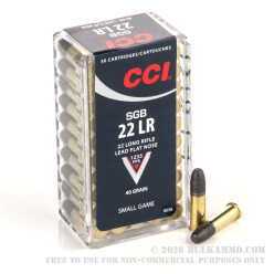 50 Rounds of .22 LR Ammo by CCI - 40gr LFN