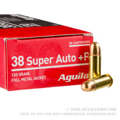50 Rounds of .38 Super Ammo by Aguila - 130gr FMJ