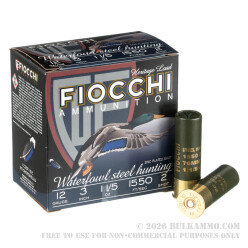 25 Rounds of 12ga Ammo by Fiocchi - 1 1/5 ounce #2 steel shot