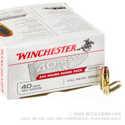 200 Rounds of .40 S&W Ammo by Winchester - 165gr FMJ