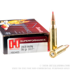 20 Rounds of .243 Win Ammo by Hornady - 95gr SST