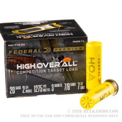 25 Rounds of 20ga Ammo by Federal High Over All - 7/8 ounce #7-1/2 shot