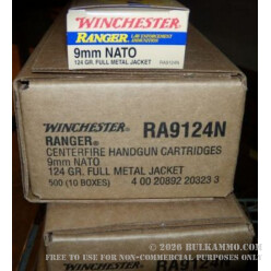 50 Rounds of 9mm Ammo by Winchester - 124gr FMJ