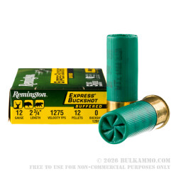 5 Rounds of 12ga Ammo by Remington -  0 Buck