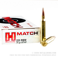 200 Rounds of .223 Ammo by Hornady - 75gr HPBT Match