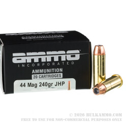200 Rounds of .44 Mag Ammo by Ammo Inc. - 240gr JHP