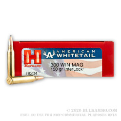 200 Rounds of .300 Win Mag Ammo by Hornady American Whitetail - 150gr InterLock SP