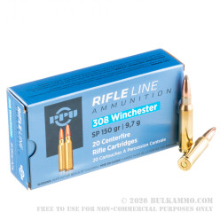 20 Rounds of .308 Win Ammo by Prvi Partizan - 150gr SP