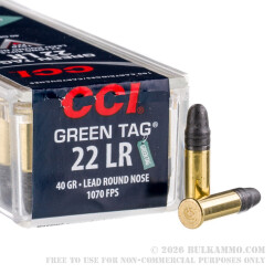 100 Rounds of .22 LR Ammo by CCI - 40gr LRN