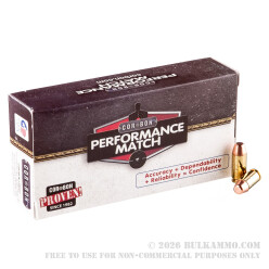 50 Rounds of .40 S&W Ammo by Corbon Performance Match - 165gr FMJ