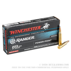 200 Rounds of .223 Ammo by Winchester Ranger - 64gr Power Point
