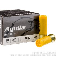 25 Rounds of 20ga Ammo by Aguila - 1 ounce #2 Buck