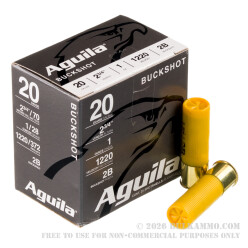 25 Rounds of 20ga Ammo by Aguila - 1 ounce #2 Buck