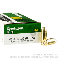 500 Rounds of .45 ACP Ammo by Remington - 230gr MC