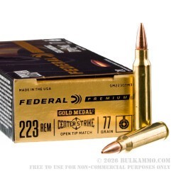 20 Rounds of .223 Ammo by Federal Gold Medal CenterStrike - 77gr OTM