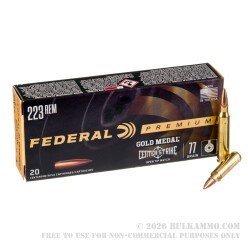 20 Rounds of .223 Ammo by Federal Gold Medal CenterStrike - 77gr OTM