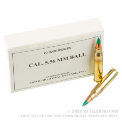 1000 Rounds of 5.56x45 Ammo by Armscor - 62gr FMJ M855