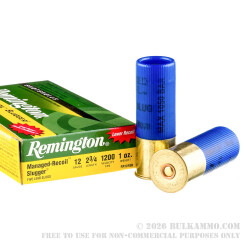 5 Rounds of 12ga Ammo by Remington - 1 ounce Rifled Slug