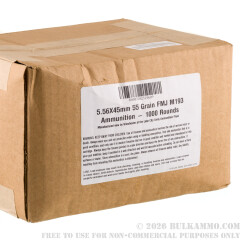 1000 Rounds of 5.56x45 Ammo by Lake City - 55gr FMJ M193