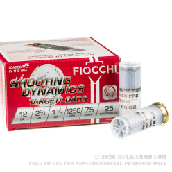 250 Rounds of 12ga Ammo by Fiocchi - 1-1/8 ounce #7 1/2 shot