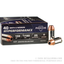 25 Rounds of .40 S&W Ammo by Fiocchi - 155gr XTP