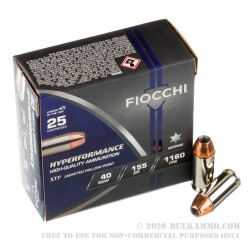25 Rounds of .40 S&W Ammo by Fiocchi - 155gr XTP