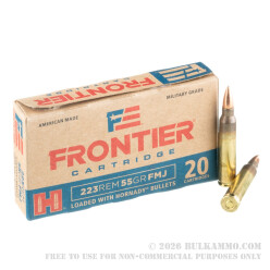 500 Rounds of .223 Rem Ammo by Hornady Frontier - 55gr FMJ