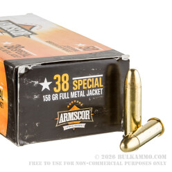 1000 Rounds of .38 Spl Ammo by Armscor - 158gr FMJ