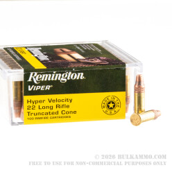 100 Rounds of .22 LR Ammo by Remington Viper - 36gr TC-SB