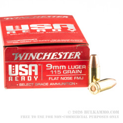 500 Rounds of 9mm Ammo by Winchester USA Ready - 115gr FMJ FN
